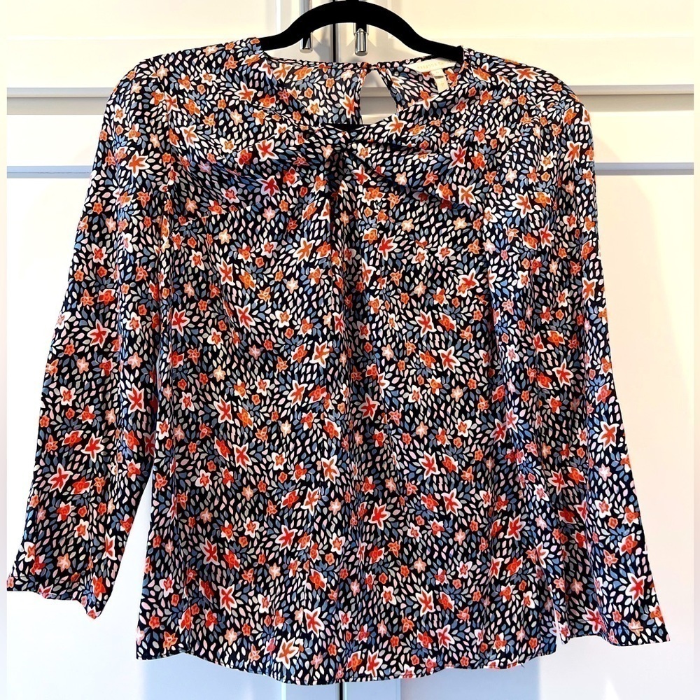 Rebecca Taylor Keyhole Cut Out Floral Silk Blend Blouse. Size 0. EUC